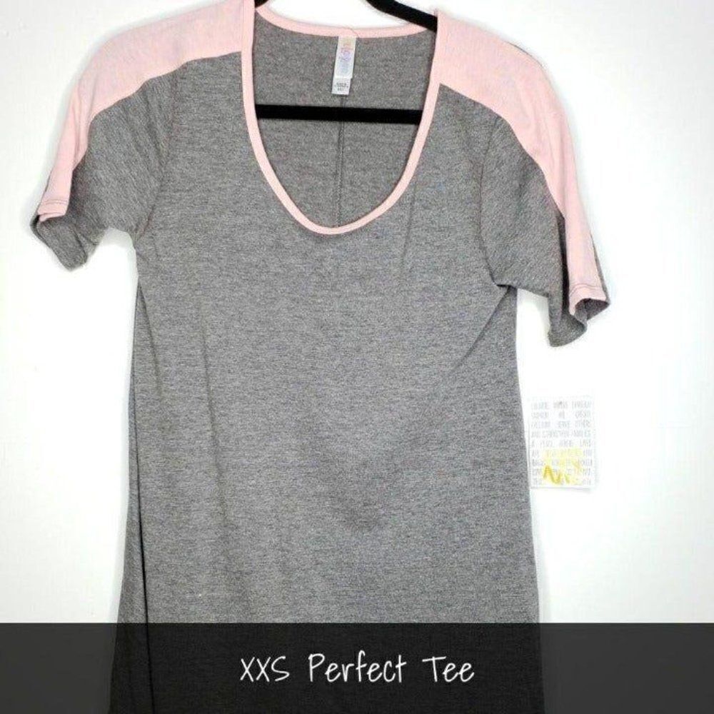 LuLaRoe Perfect T XXS Solid Grey Pink NEW